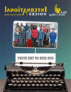International Voices Magazine Cover with group of ESL writing students